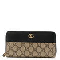 Dollar Calfskin GG Supreme Monogram GG Marmont Zip Around Wallet Black Beige Ebony