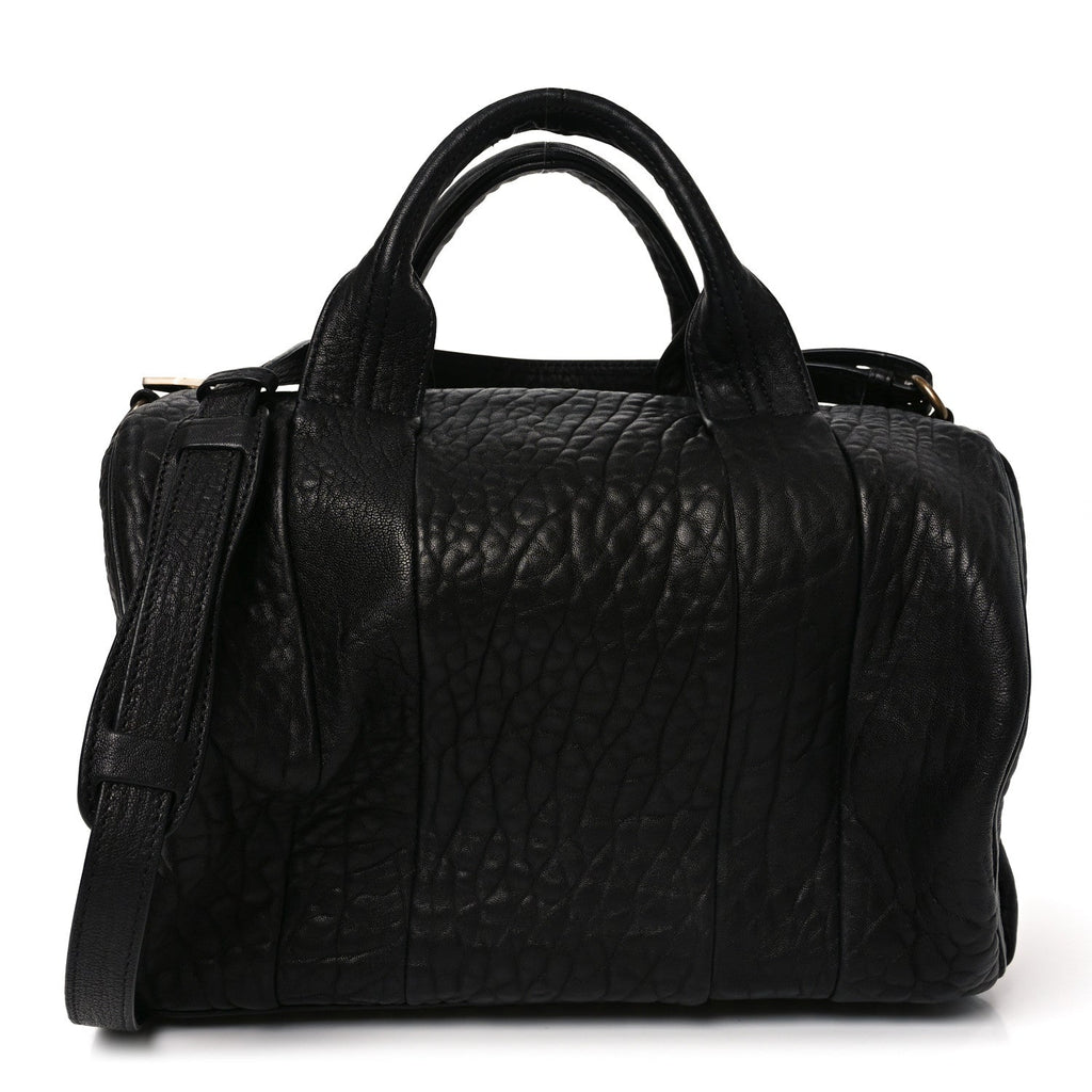 Pebbled Lambskin Rockie Black Antique Brass Hardware
