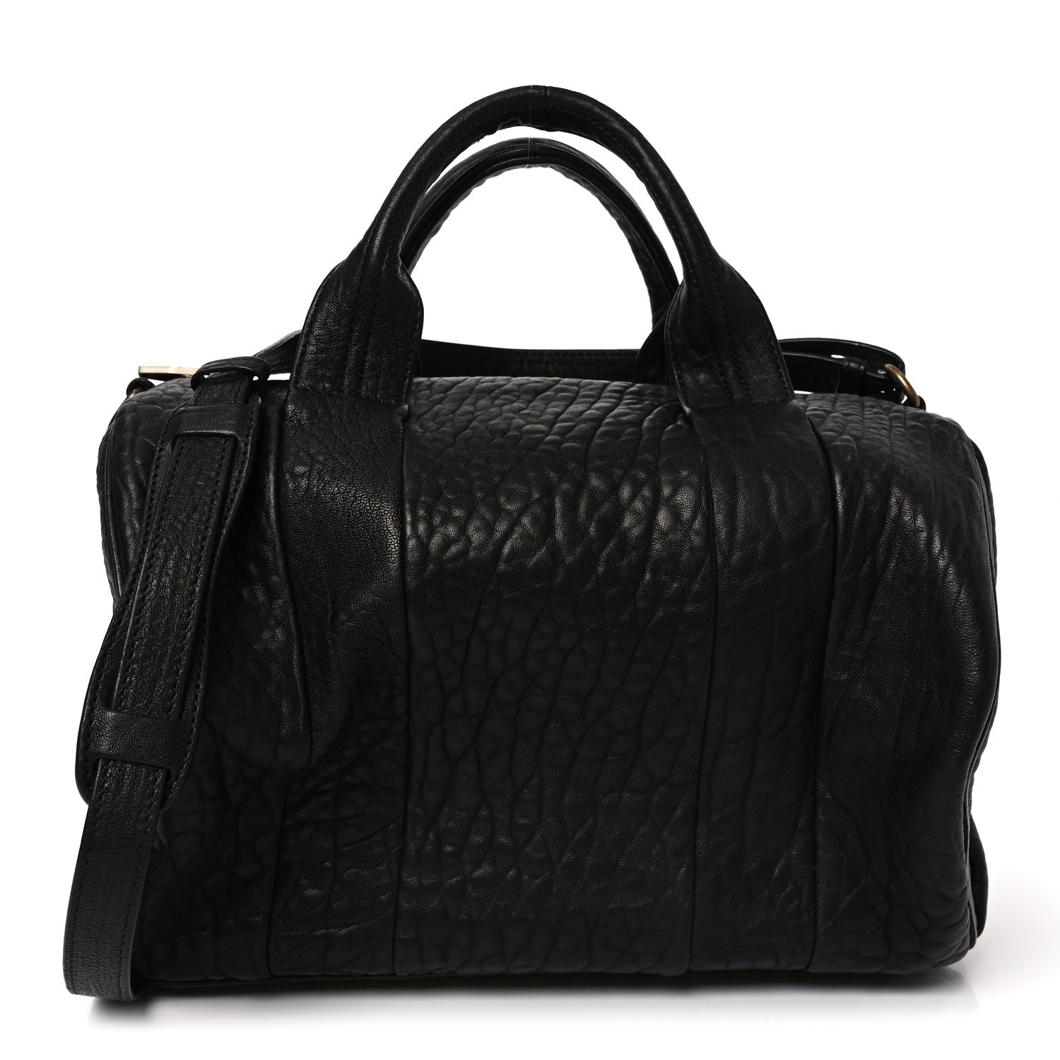 Pebbled Lambskin Rockie Black Antique Brass Hardware