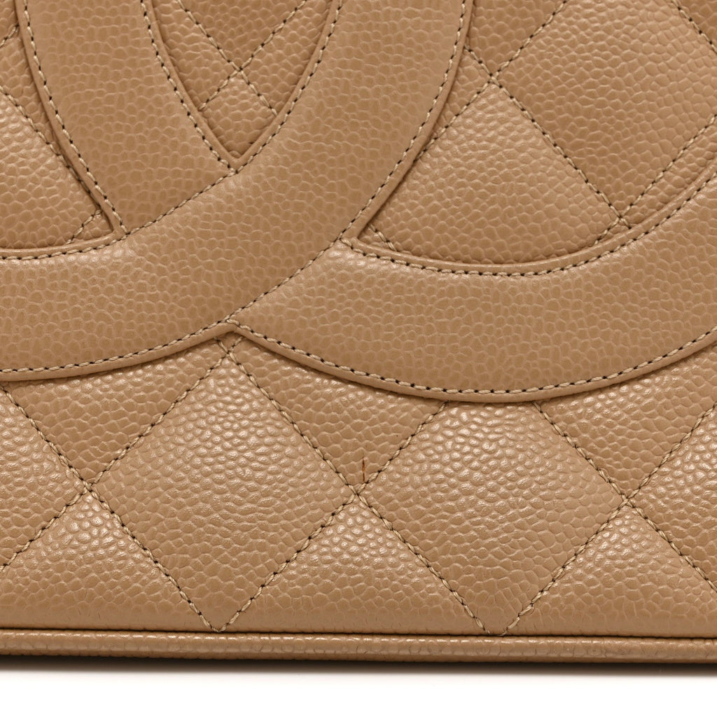 Caviar Quilted Medallion Tote Beige