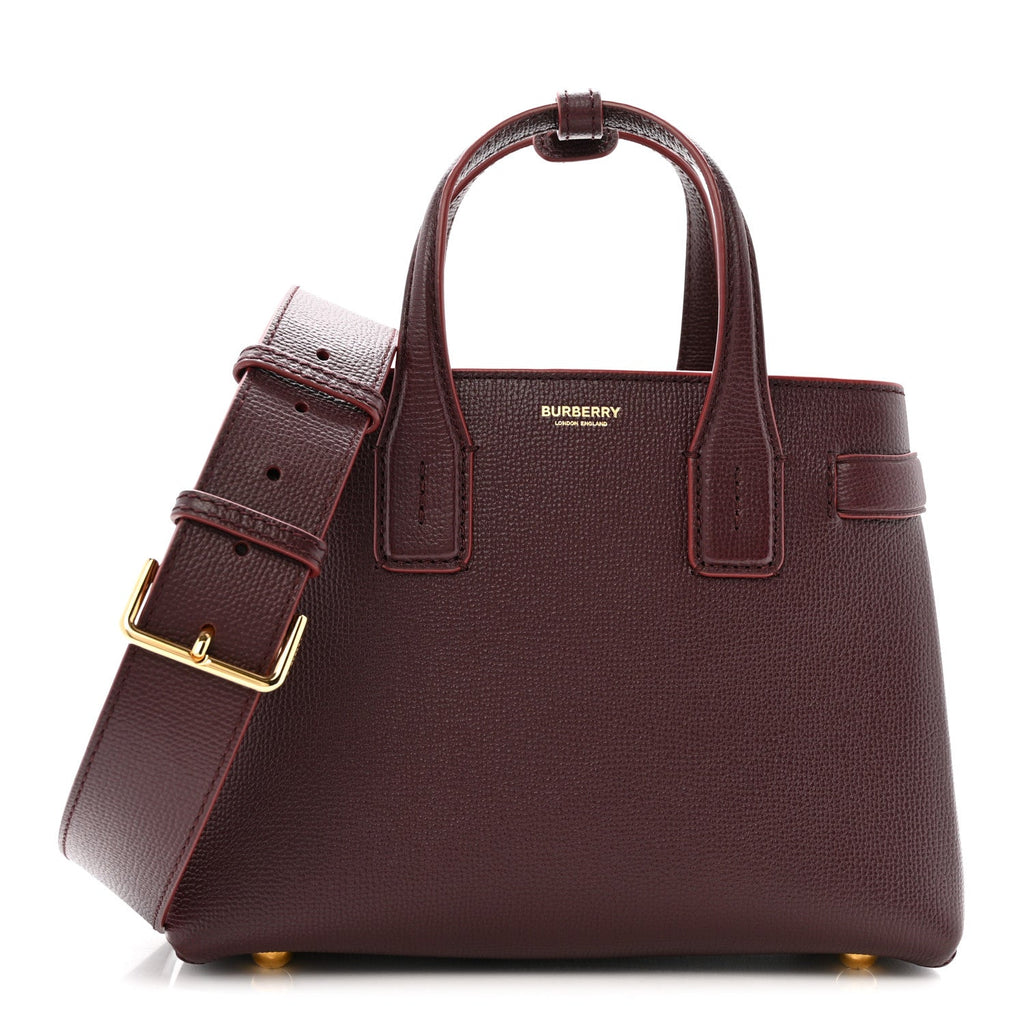 Grainy Calfskin House Check Small Banner Tote Mahogany Red