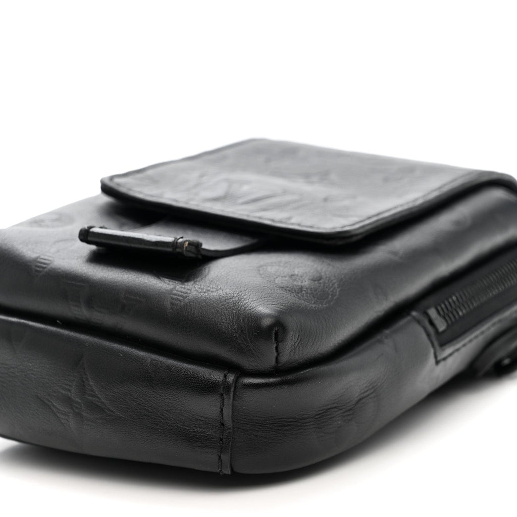 Calfskin Monogram Shadow Double Phone Pouch NM Black