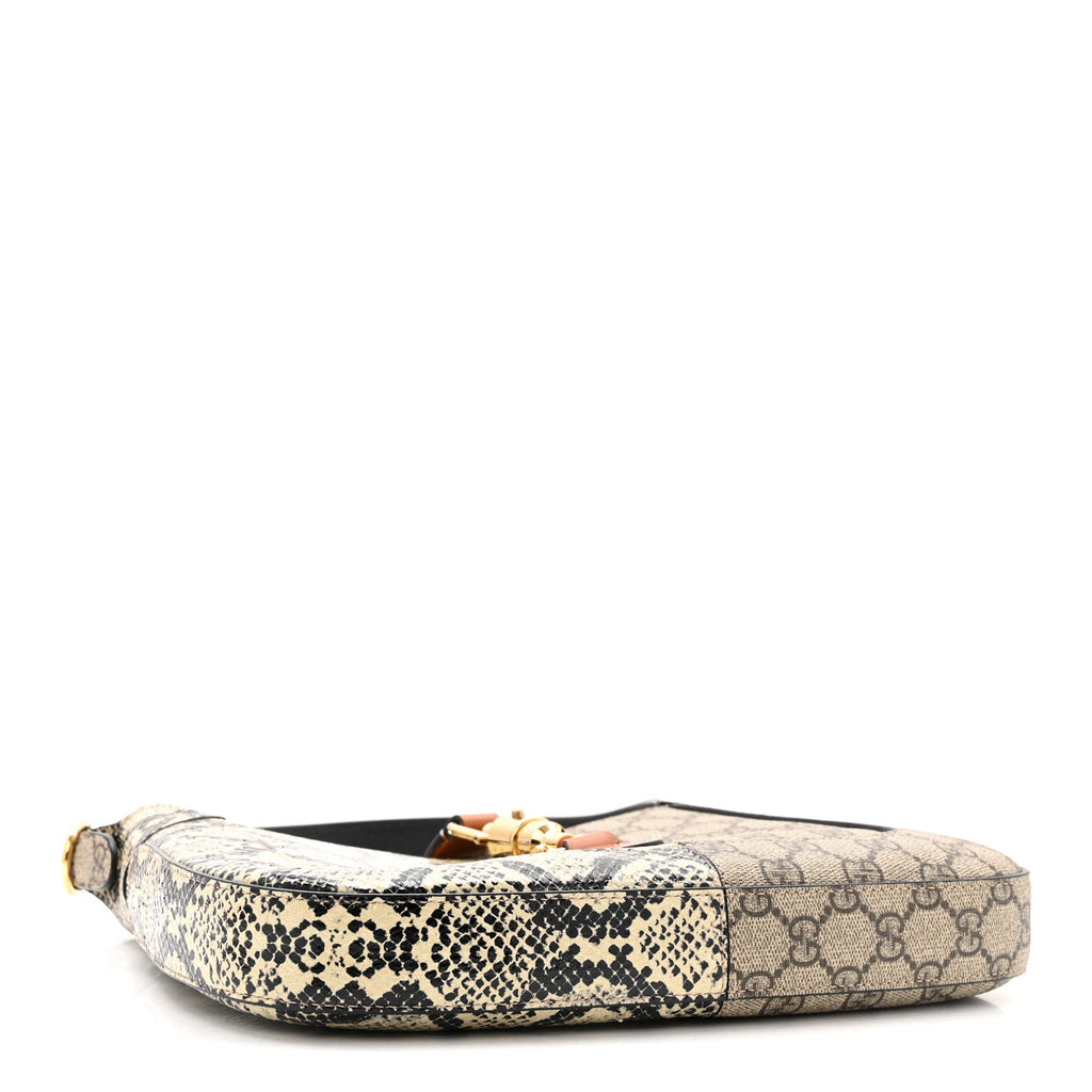 GG Supreme Monogram Snakeskin Small Jackie 1961 Hobo Beige Ebony