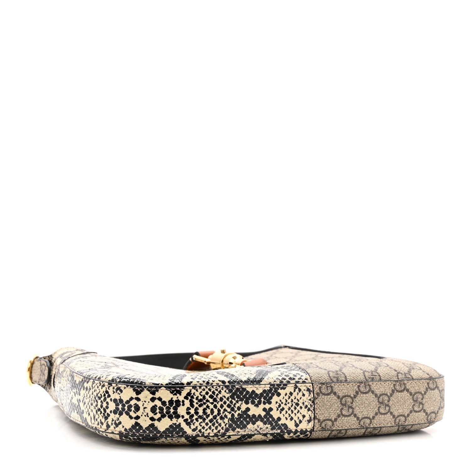 GG Supreme Monogram Snakeskin Small Jackie 1961 Hobo Beige Ebony