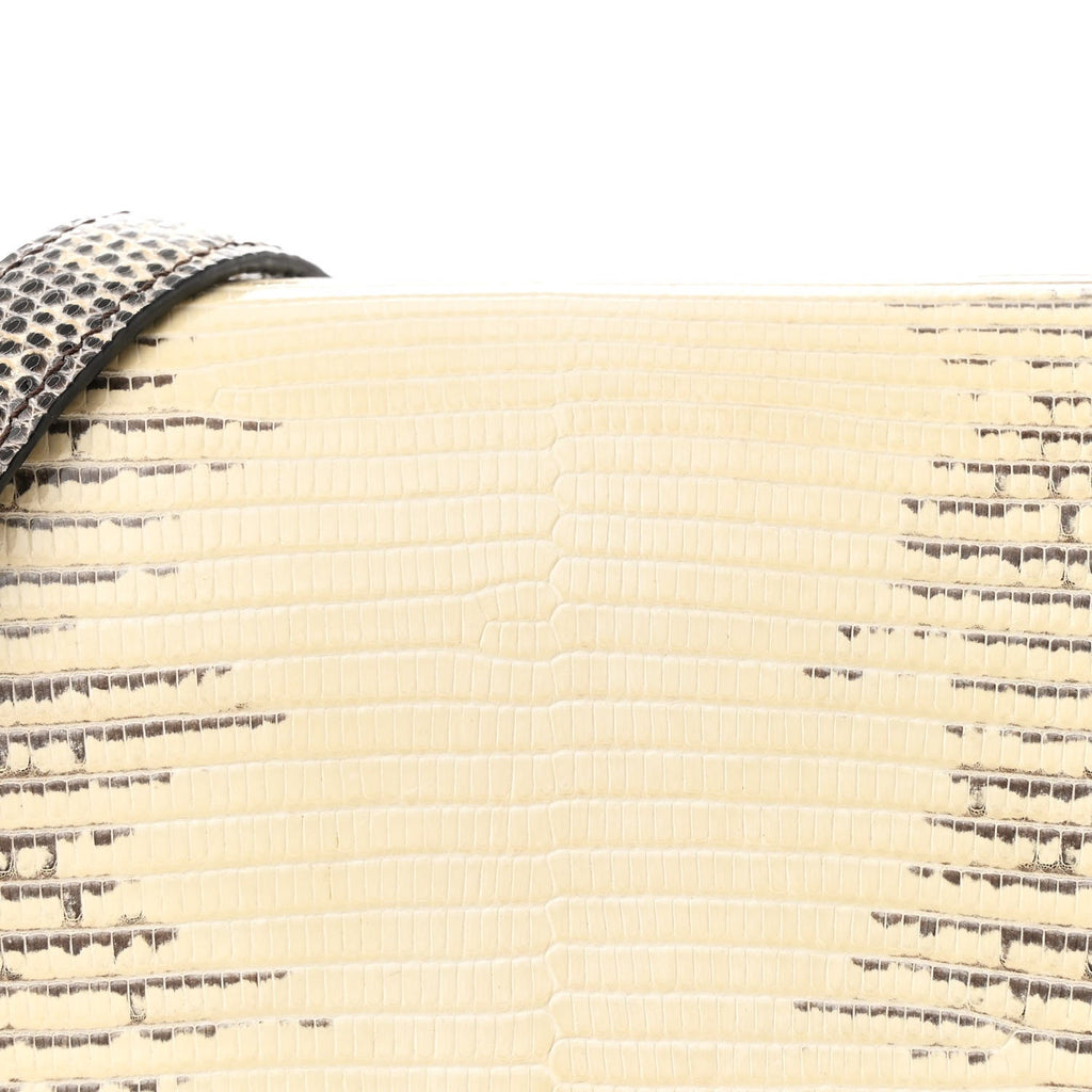Lizard Medium Classic Box Flap Bag Natural