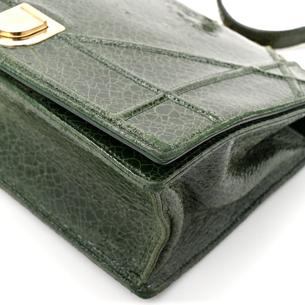 Ceramic Effect Deerskin Large Diorama Flap Bag Malachite Green