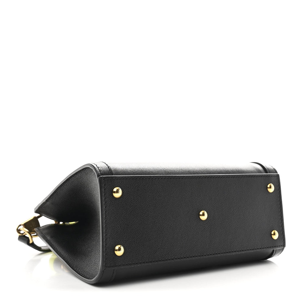 Wonka Grain Calfskin Mini Diana Tote Bag Black Yellow Fluo