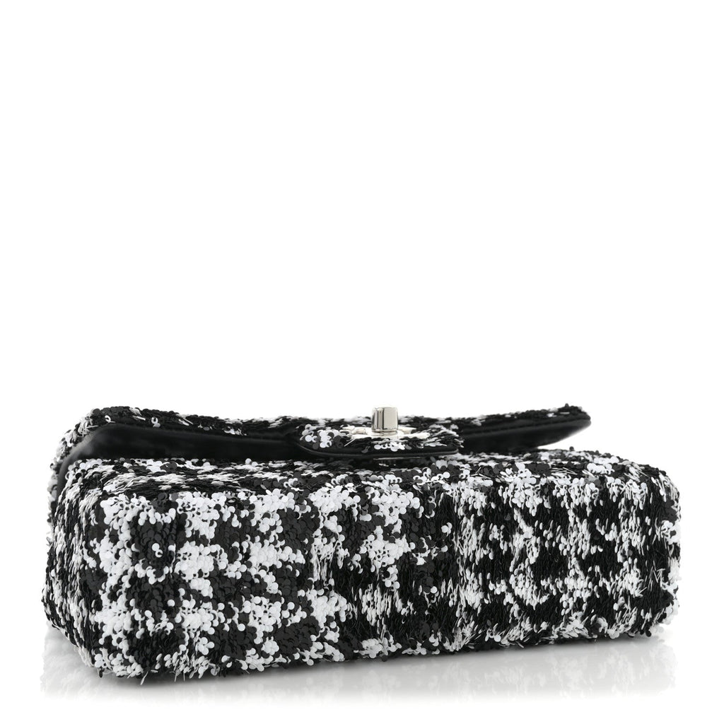 Sequin Houndstooth Small Flap Black White