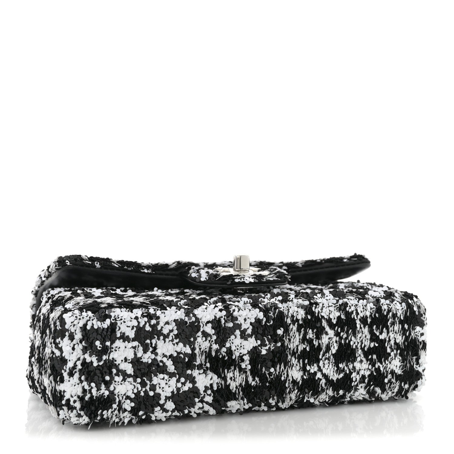 Sequin Houndstooth Small Flap Black White