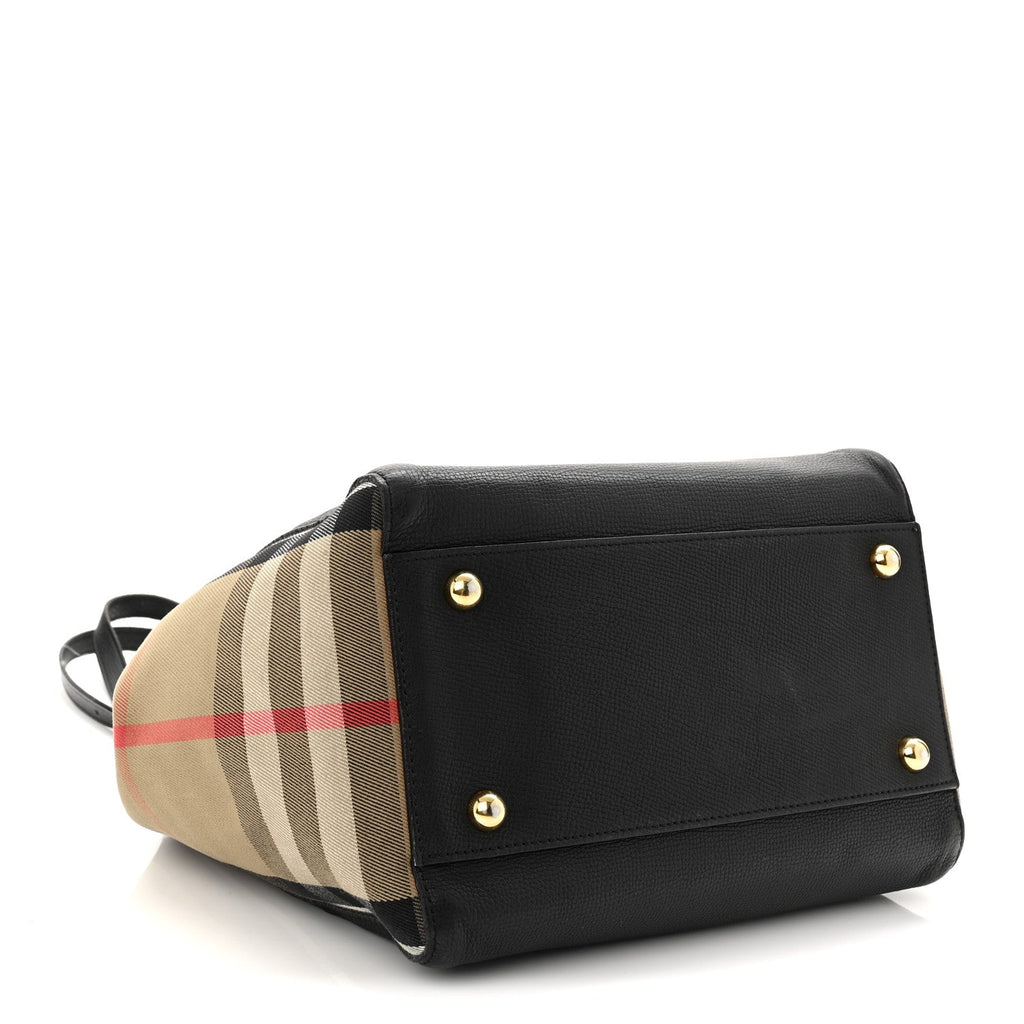 Grainy Calfskin House Check Small Canterbury Black