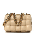 Lambskin Maxi Intreccio Padded Chain Cassette Crossbody Bag Porridge