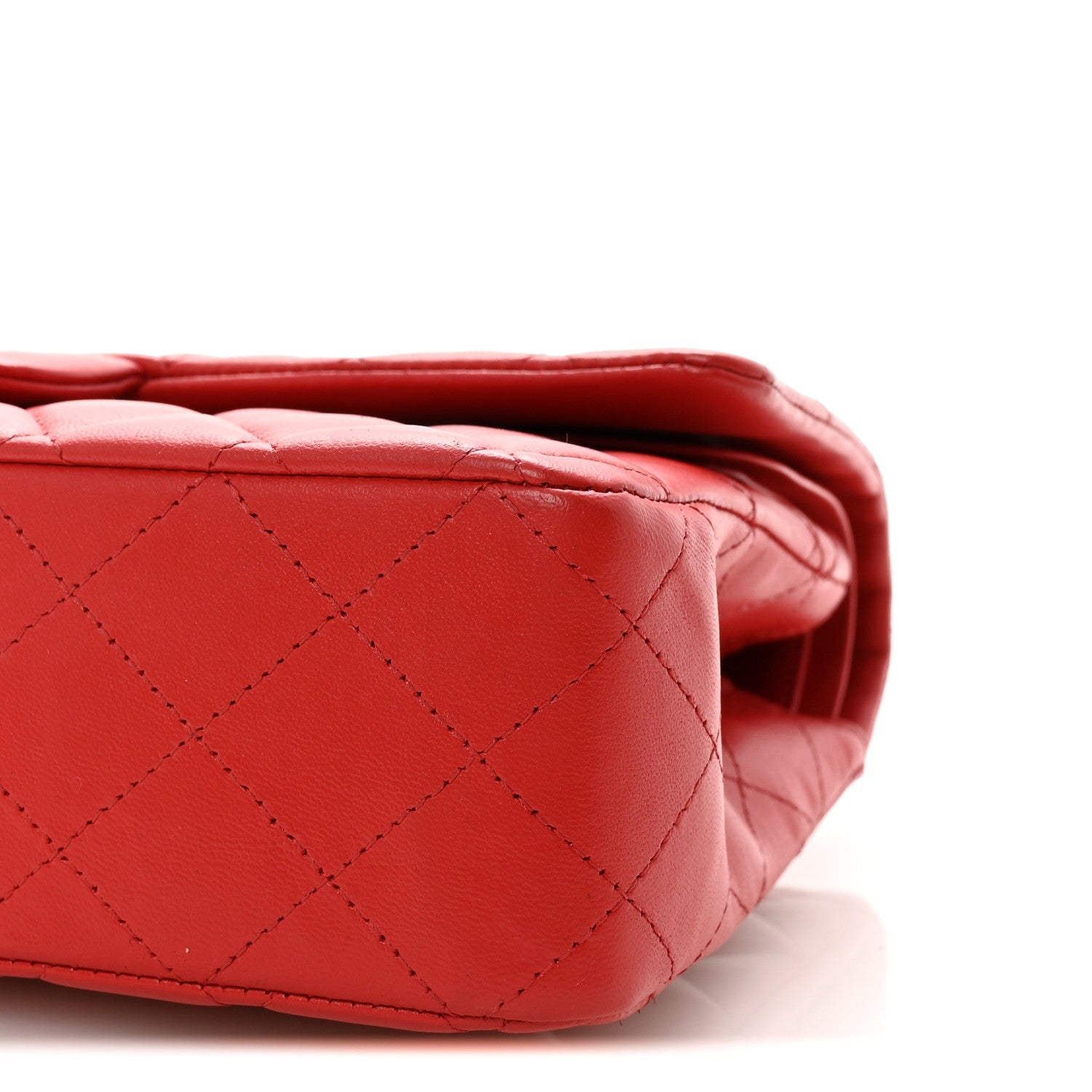 Lambskin Quilted Medium Double Flap Red
