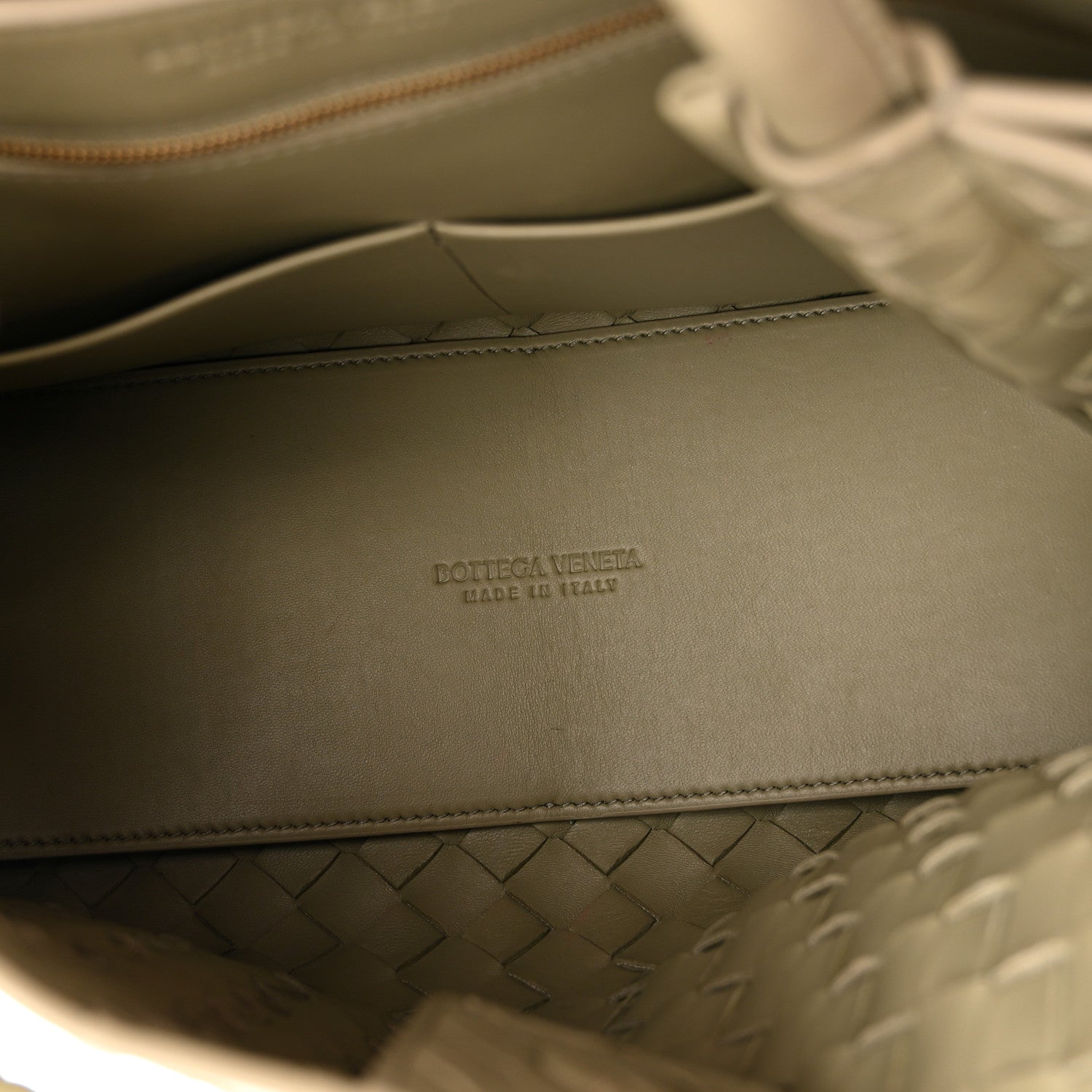 Nappa Intrecciato Medium Andiamo Shoulder Bag Travertine