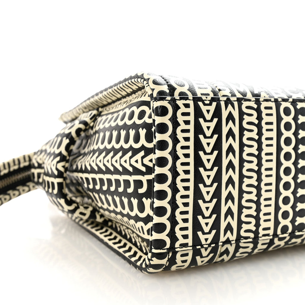 Calfskin Small The Monogram Tote Black White