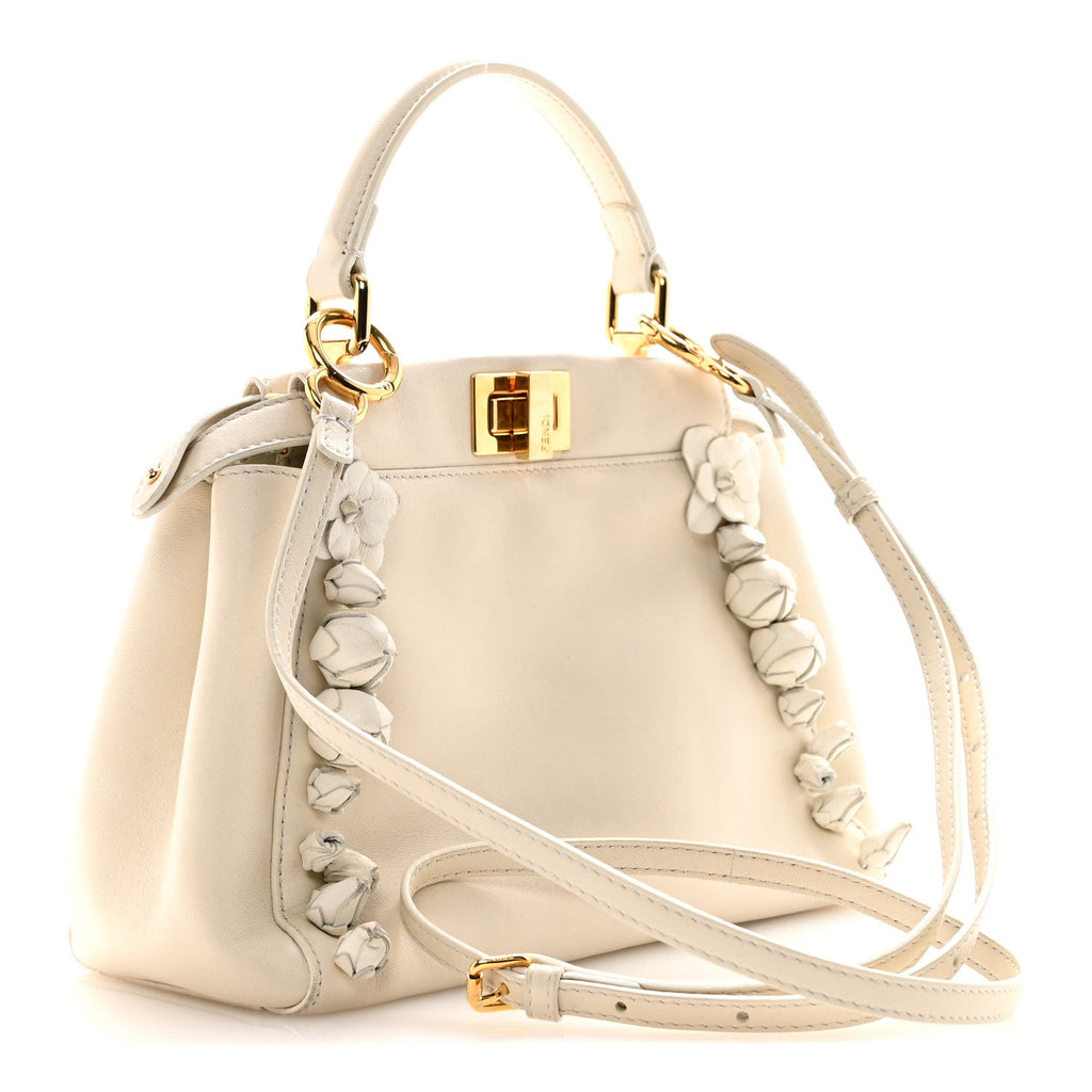 Nappa Rosebud Mini Peekaboo Iconic Satchel Bianco