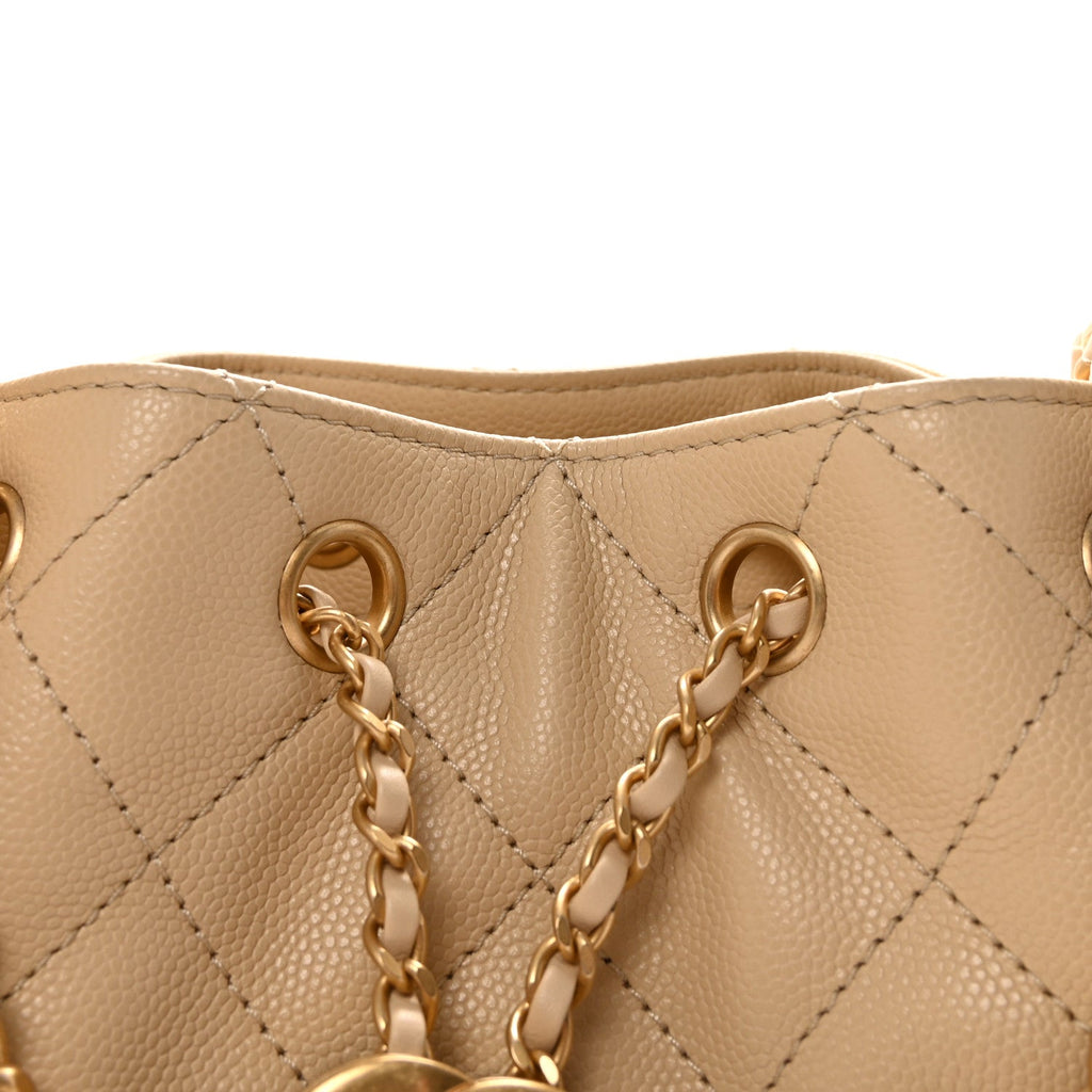 Caviar Quilted Mini Chanel 25 Handbag Beige