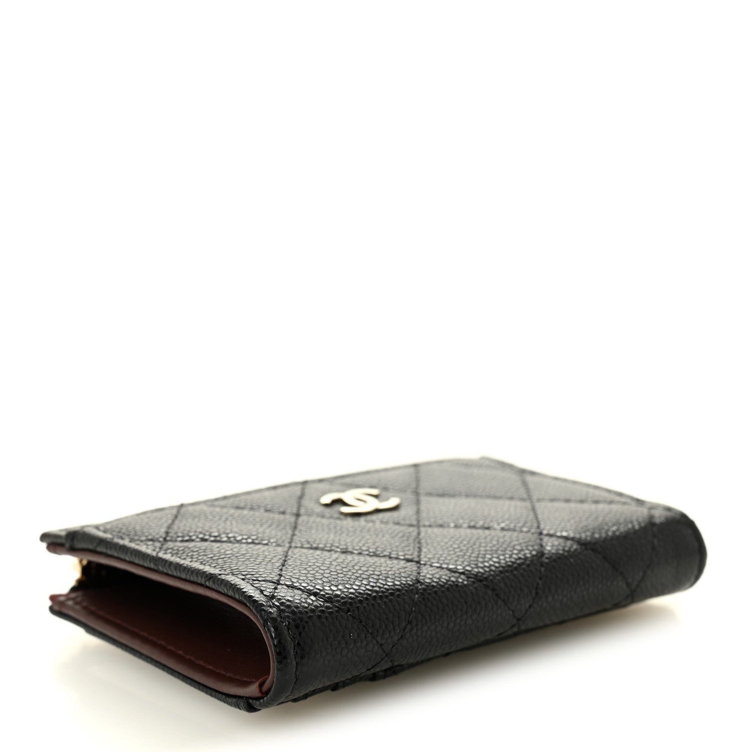 Caviar Quilted Flap Zip  Holder Black