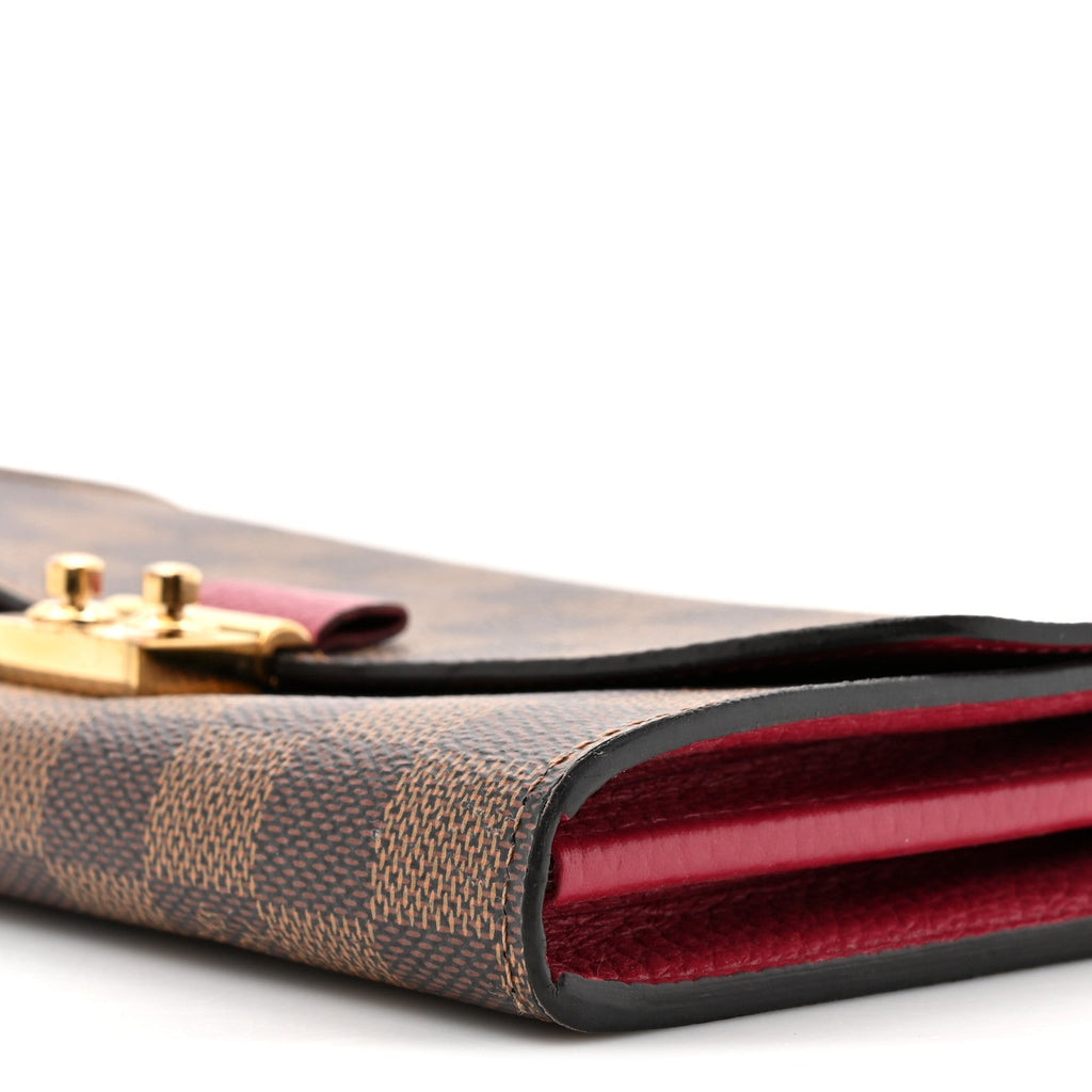 Damier Ebene Croisette Chain Wallet Scarlet