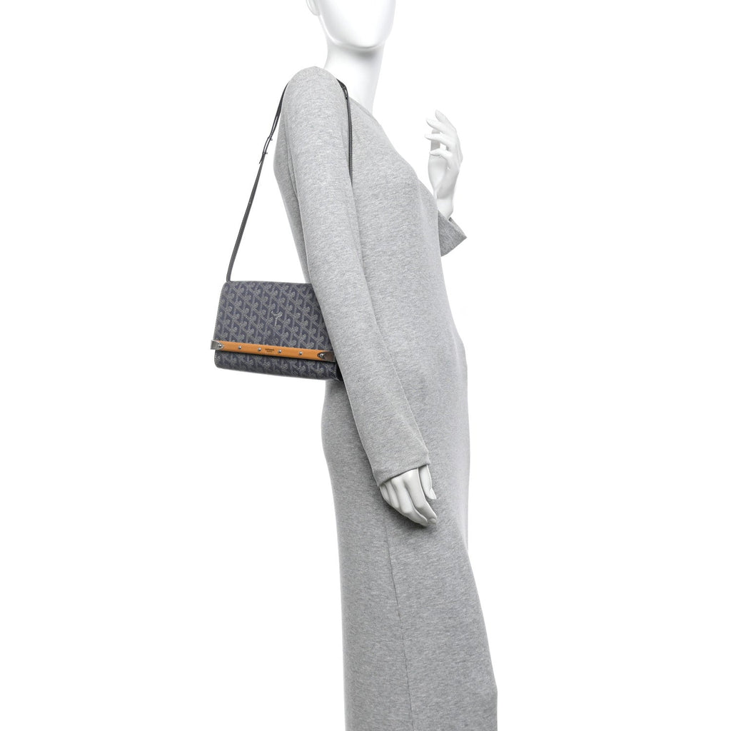 Goyardine Monte Carlo Bois Clutch With Strap Gray