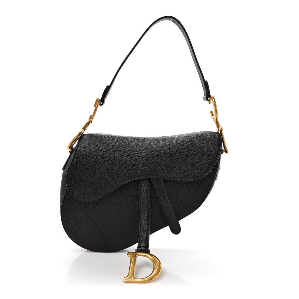 Grained Calfskin Saddle Bag Black