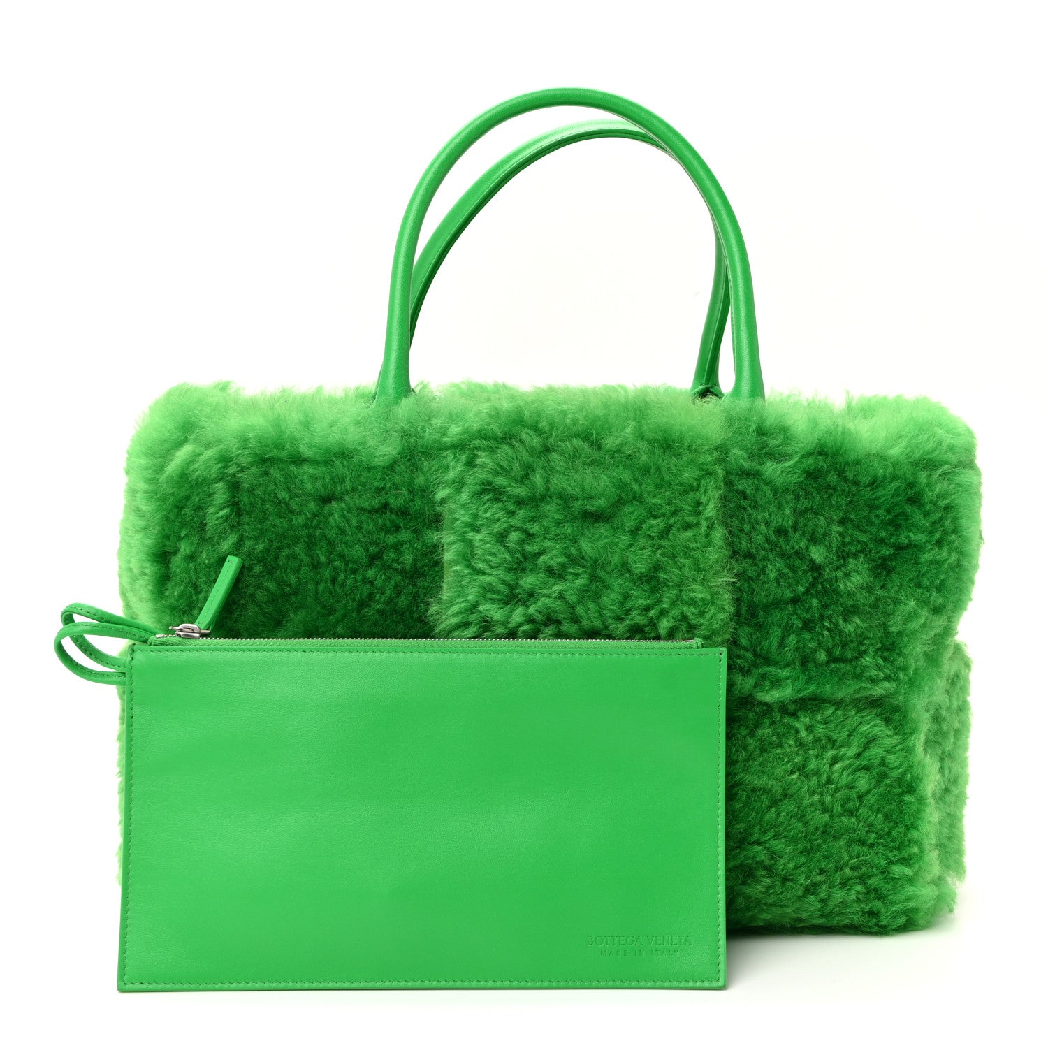 Shearling Small Intrecciato Arco Tote Parakeet