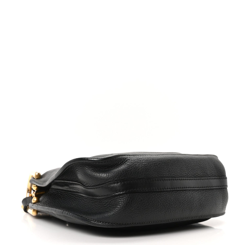 Grained Calfskin Mini Hayley Hobo Black