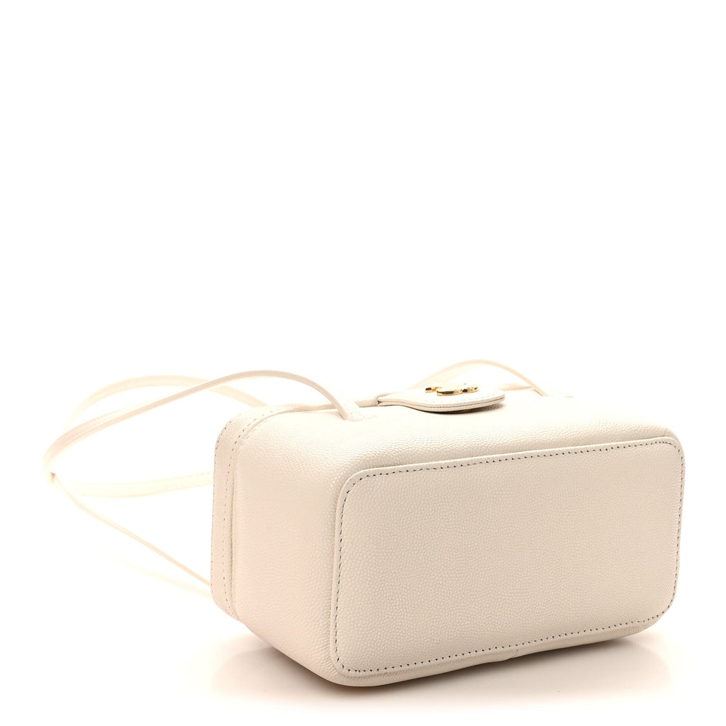 Shiny Caviar Preppy Coco Long Vanity With Strap White