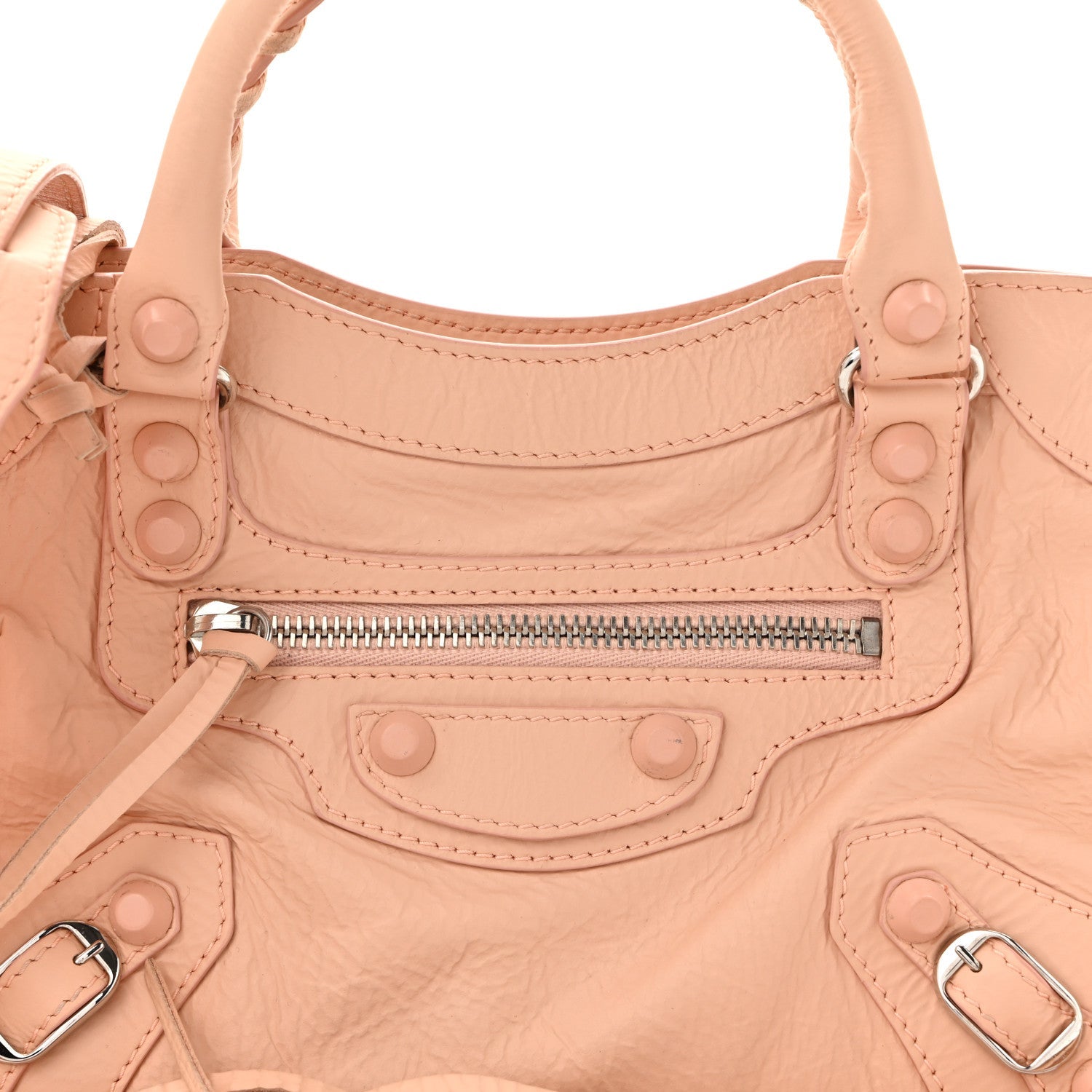 Matte Goatskin Rubber Covered Classic Hardware Mini City Rose Poudre