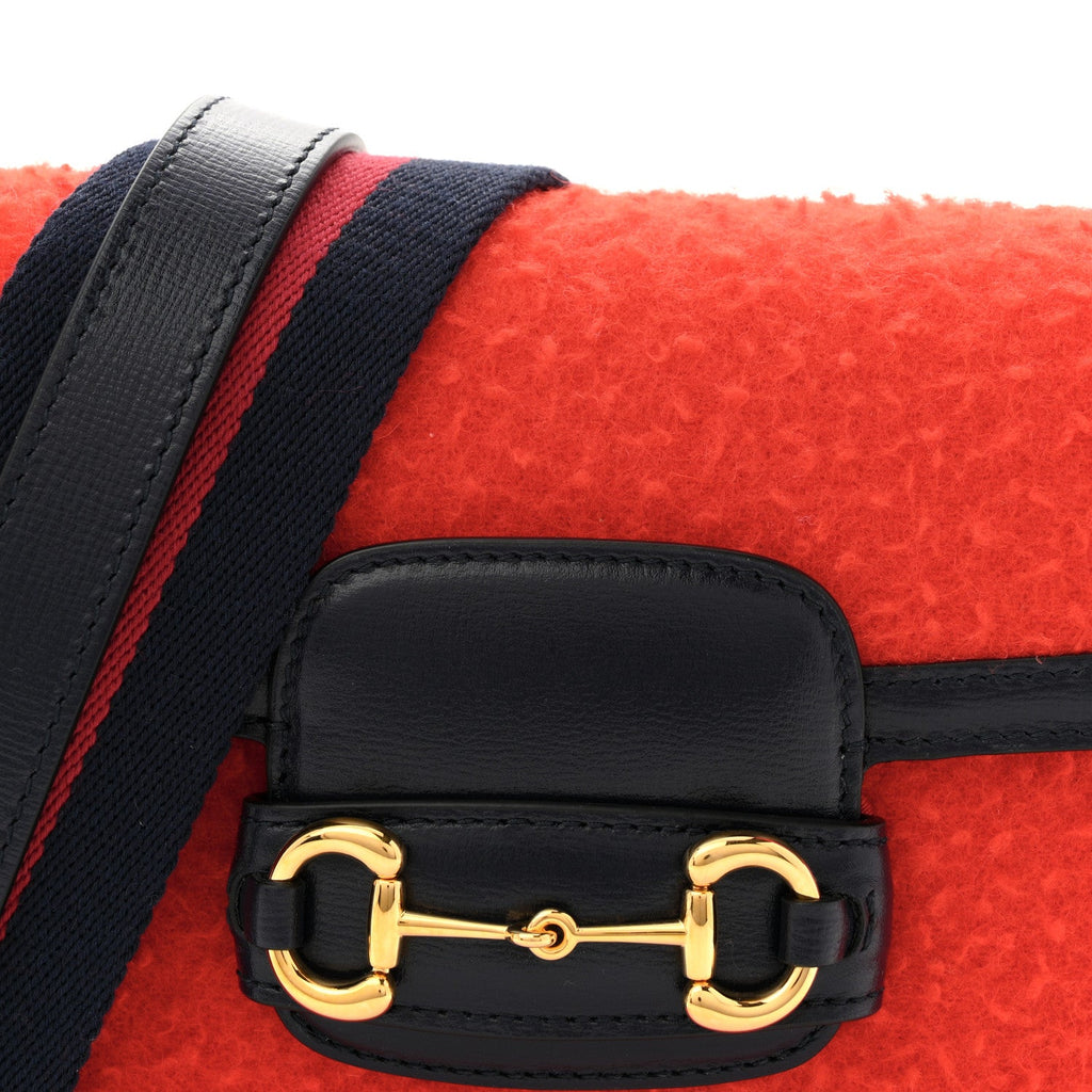 Casy Wool Azalea Calfskin Mini Horsebit 1955 Shoulder Bag Bitter Sweet Blue