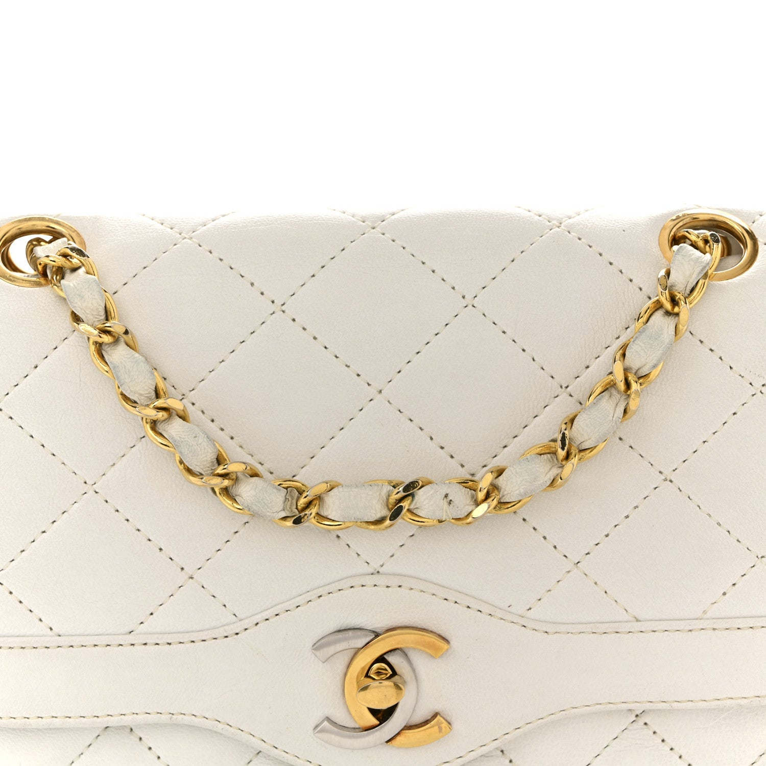Lambskin Quilted Small Flap White