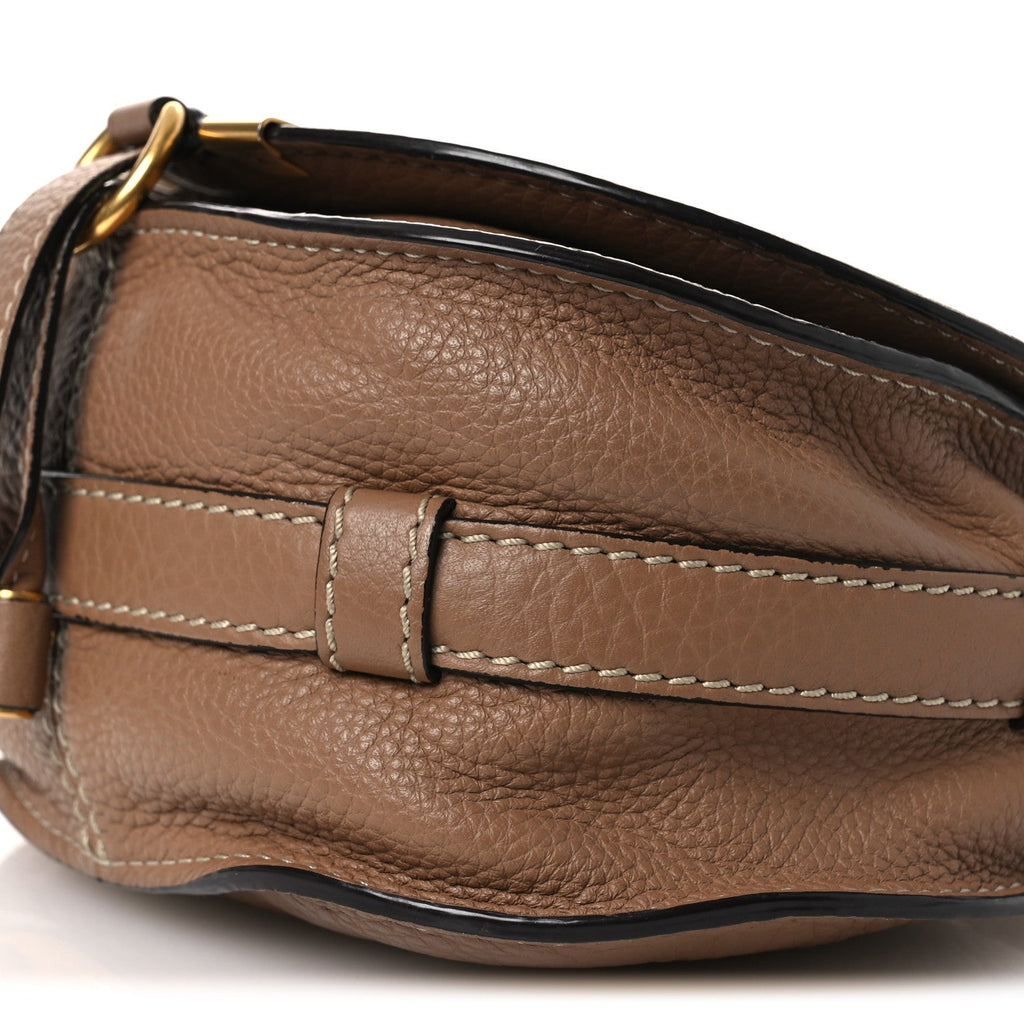 Calfskin Mini Marcie Round Crossbody Bag Nut