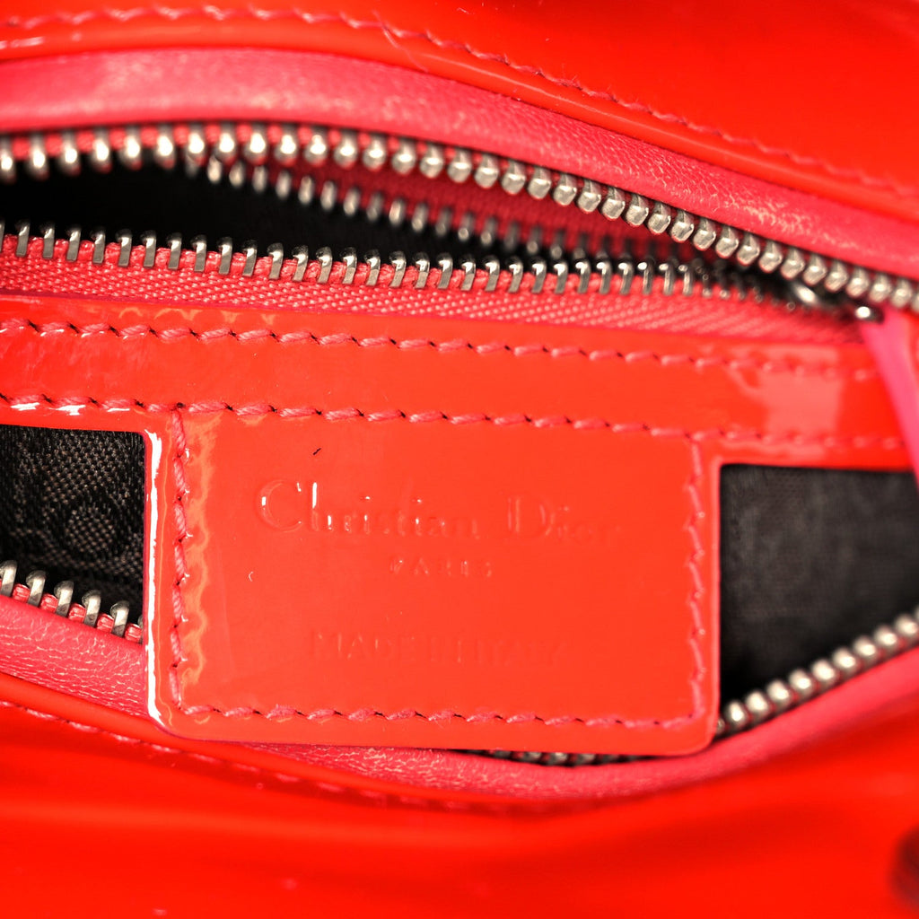 Patent Cannage Whipstitch Medium Lady Dior Red