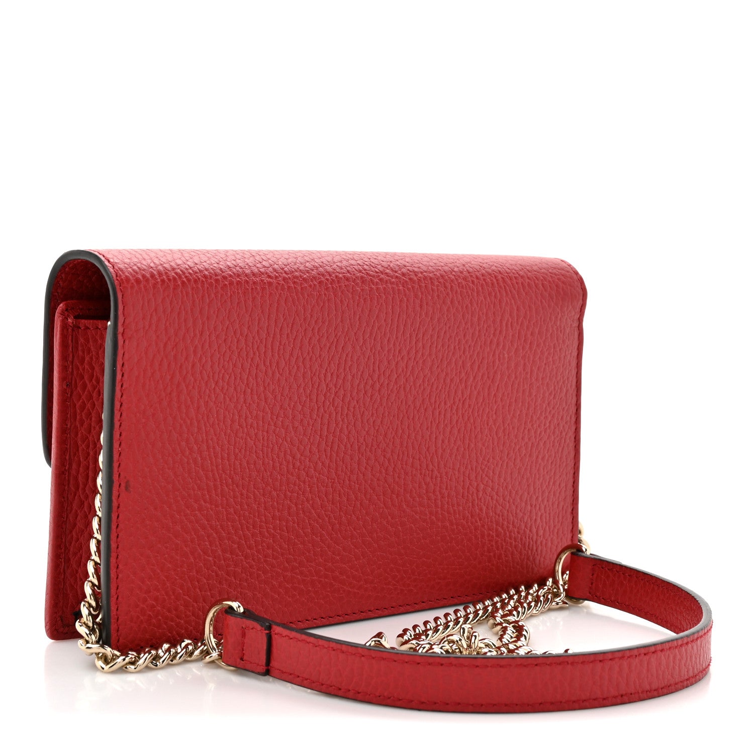 Dollar Calfskin Interlocking G Chain Wallet Red