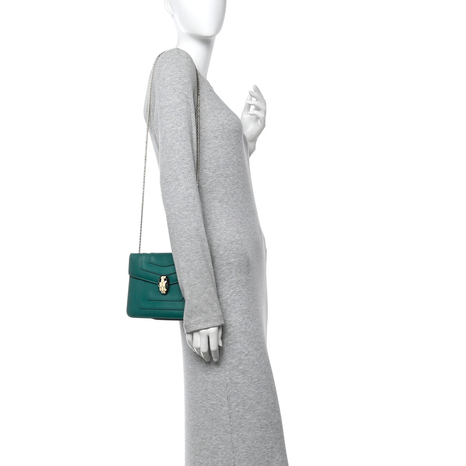 Calfskin Small Serpenti Forever Snake Strap Crossbody Bag Emerald Green