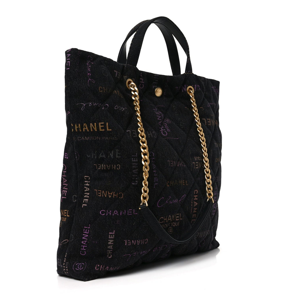 Denim Quilted Denim Mood Maxi Shopping Bag Black Multicolor