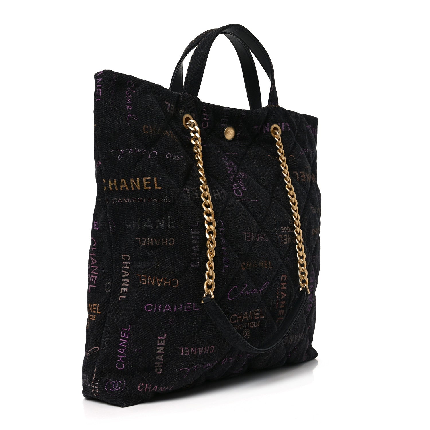 Denim Quilted Denim Mood Maxi Shopping Bag Black Multicolor