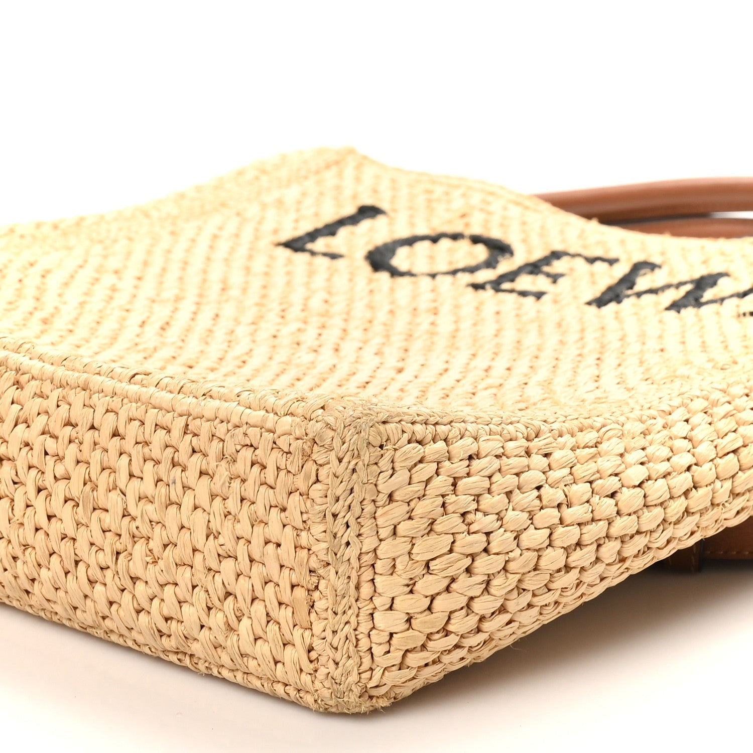 Raffia Calfskin Standard A4 Tote Bag Natural Black