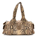 Snakeskin Calfskin Silverado Shoulder Bag Beige