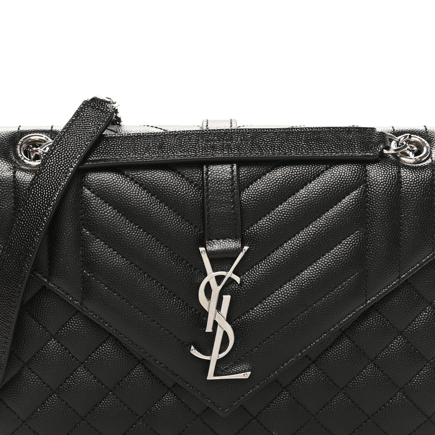 Grain De Poudre Textured Mixed Matelasse Triquilt Medium Monogram Satchel Black