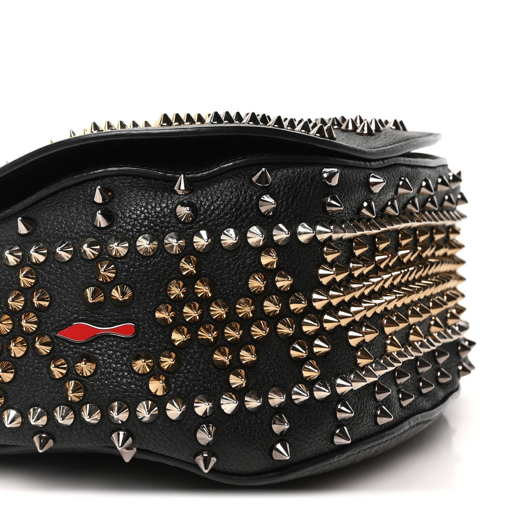 Calfskin Mix Chevron Spikes Panettone Messenger Black