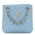 Caviar Quilted Mini Bucket Bag Blue