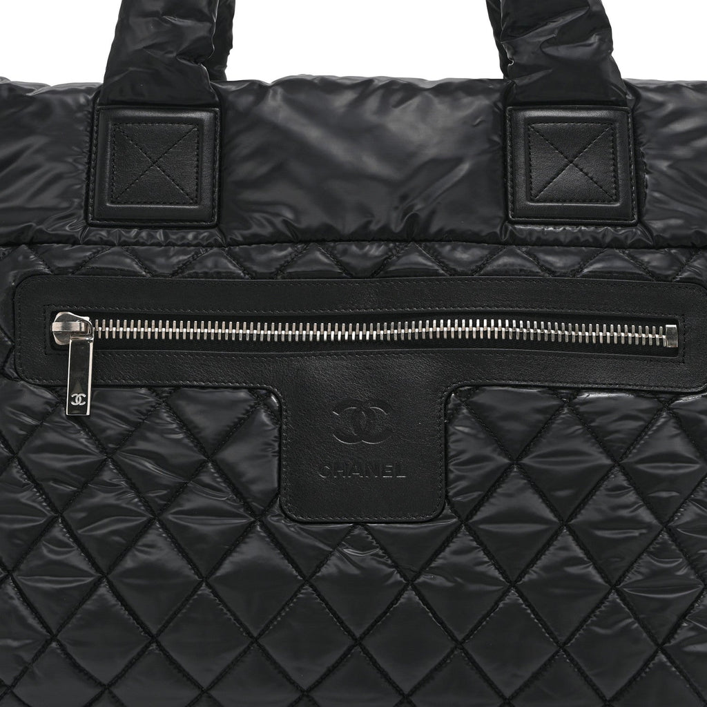 Nylon Quilted Large Coco Cocoon Tote Black