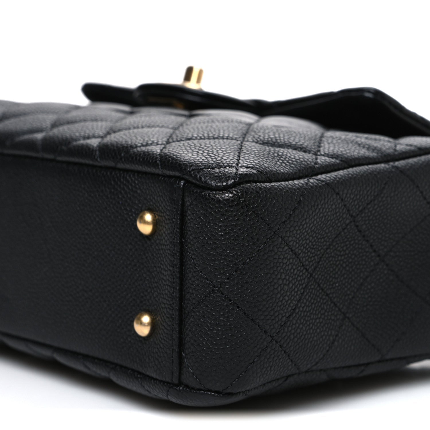 Caviar Calfskin Quilted Small Top Handle Flap Black