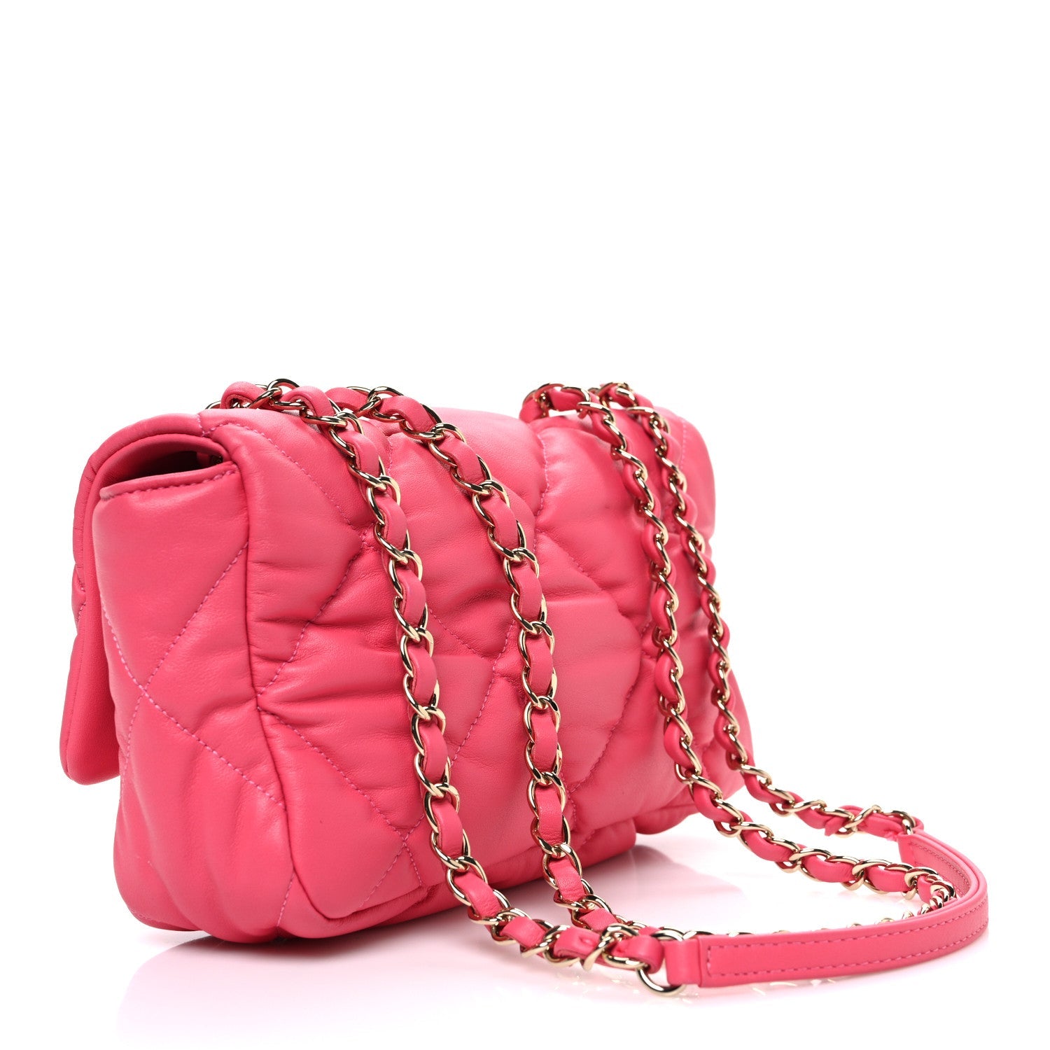 Calfskin Quilted Medium Bubbly Flap Pink