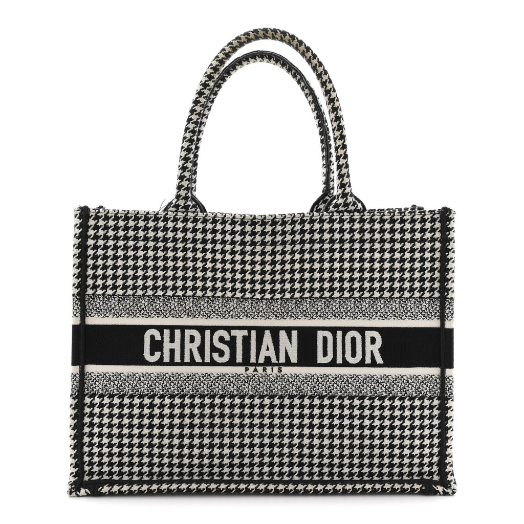 Canvas Houndstooth Embroidered Medium Book  Black White