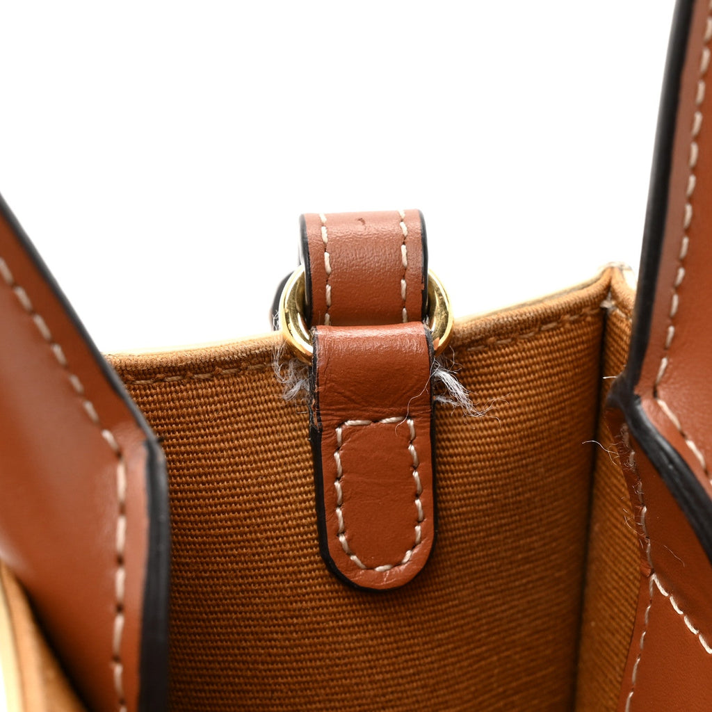Triomphe Canvas Calfskin Mini Vertical Cabas White