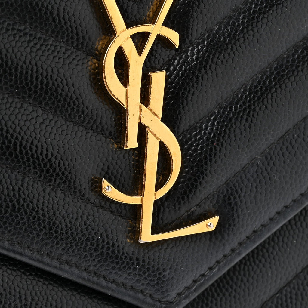 Grain De Poudre Matelasse Chevron Monogram Chain Wallet Black