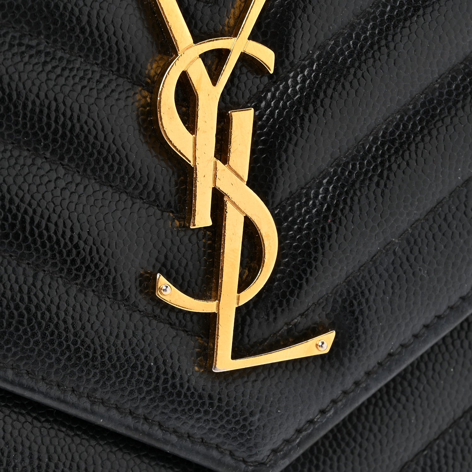 Grain De Poudre Matelasse Chevron Monogram Chain Wallet Black