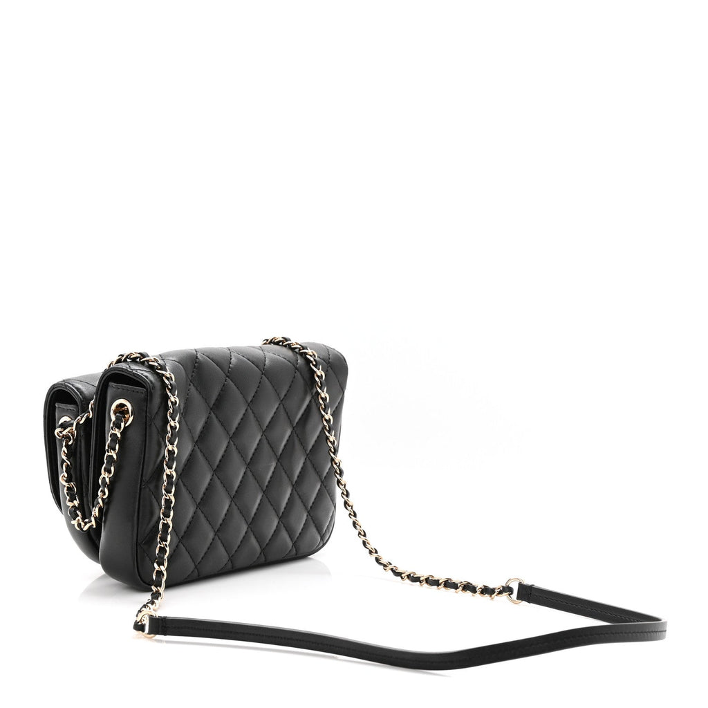 Lambskin Quilted Side Packs Black
