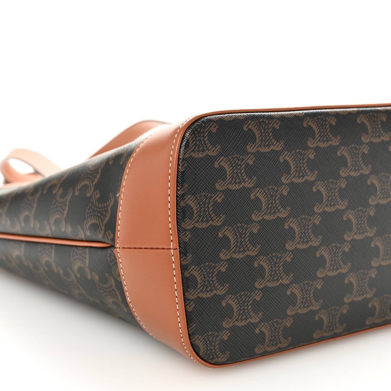Triomphe Canvas Calfskin Small Cabas Bag Tan